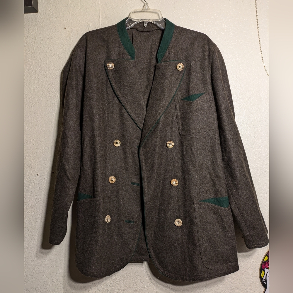 Zeiler Men's Gray Double-Breasted Jacket Size 42